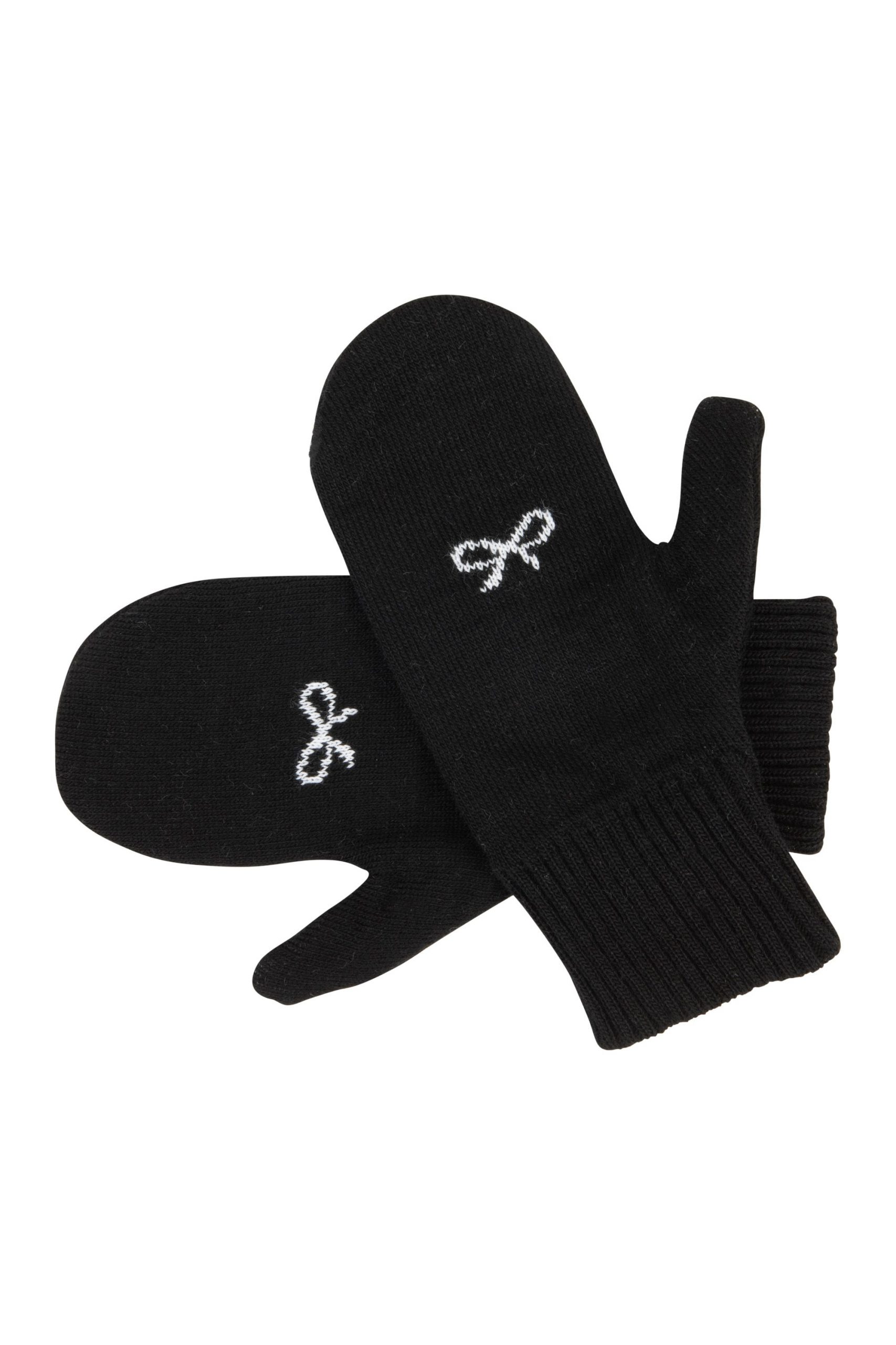 Czarne rękawiczki z białą kokardką Niumi