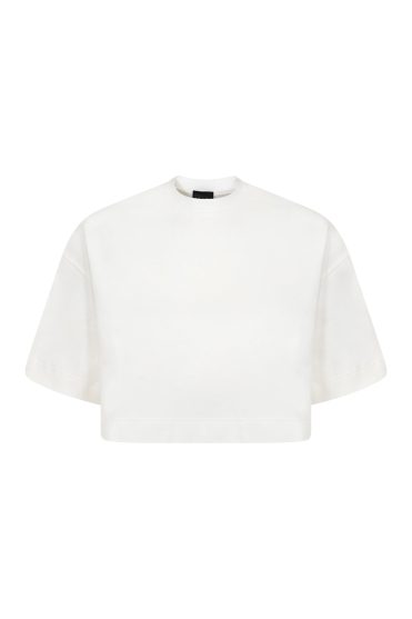 Biały oversizowy krótki T-shirt z logo