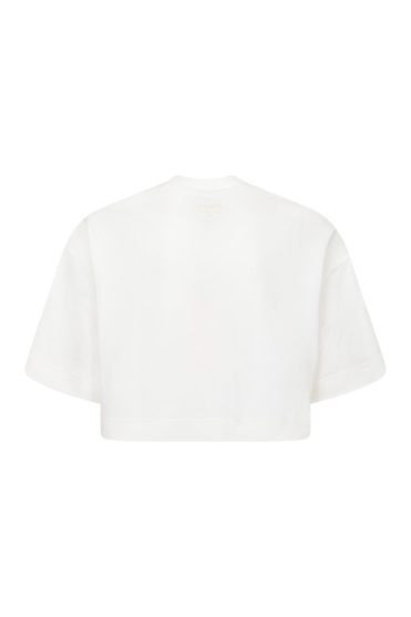 Biały oversizowy krótki T-shirt z logo