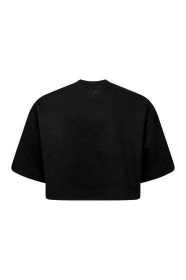 Czarny oversizowy krótki T-shirt z logo