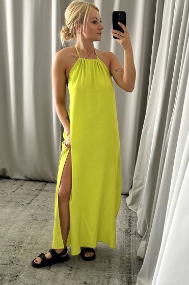 długa damska sukienka limonka