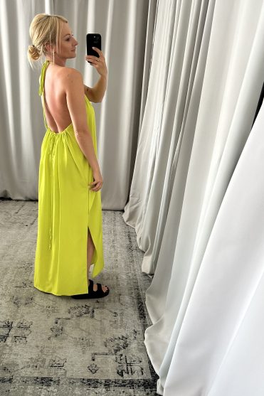 długa damska sukienka limonka